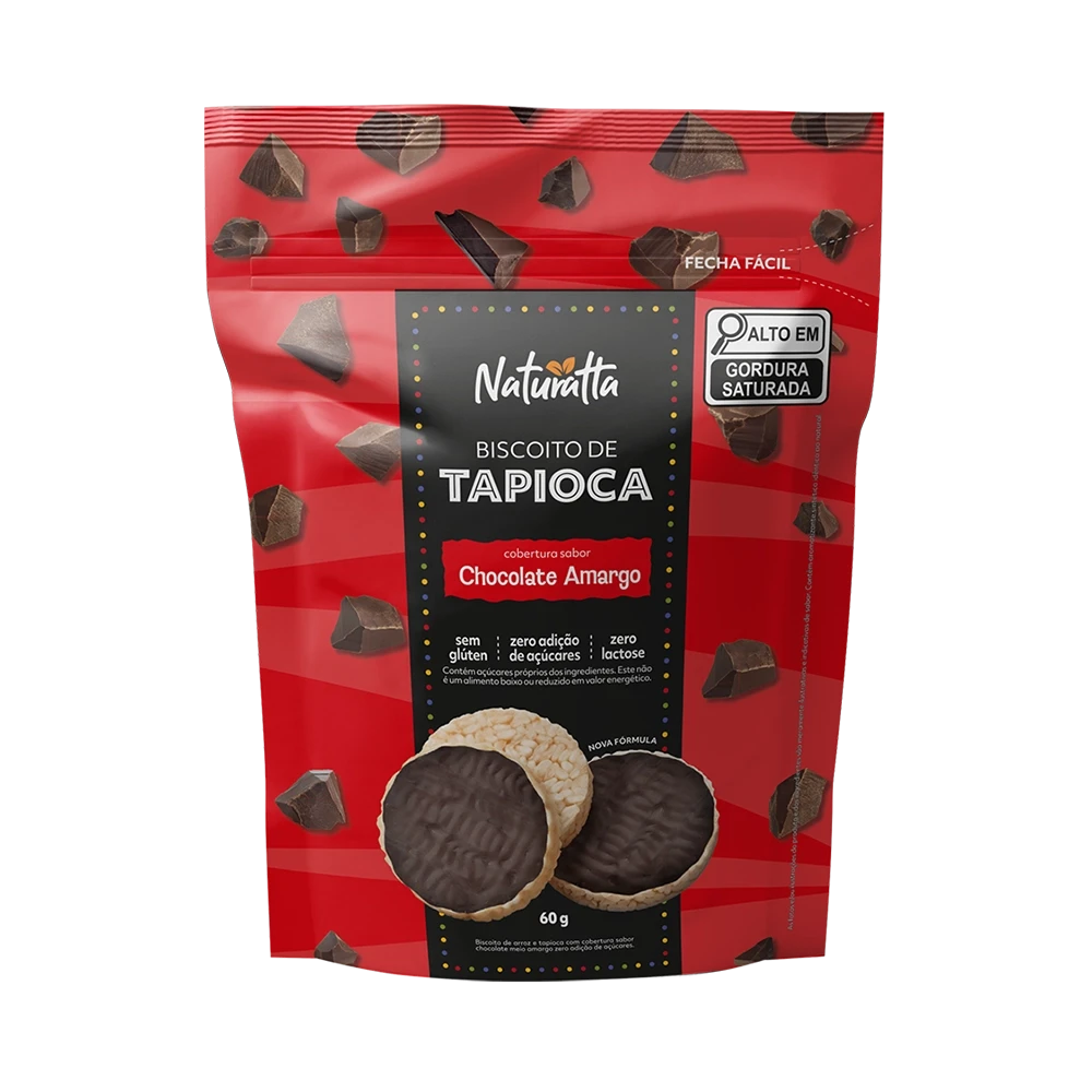 Biscoito Tapioca Chocolate Zero Açúcar Naturatta 60G