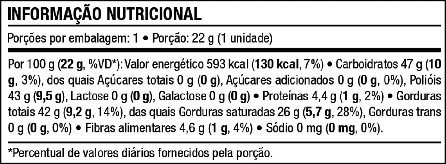 Chocolate Sem Lactose Zero Açúcar Marcante 22G
