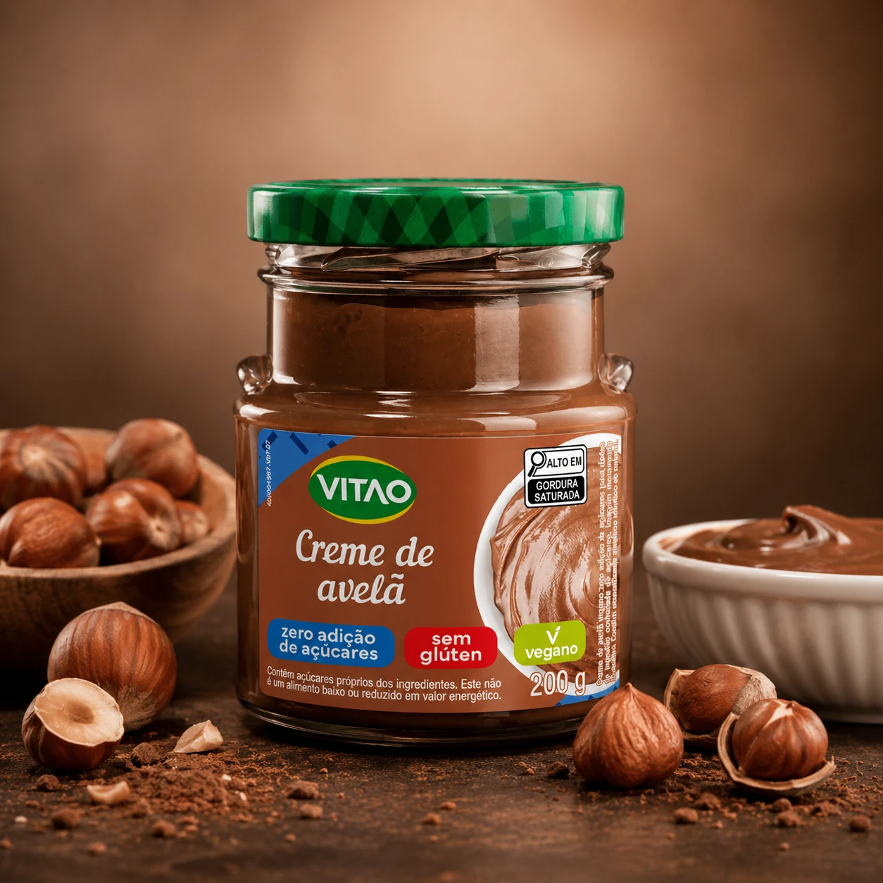 Creme De Avelã Vegano Zero Açúcar Vitao 200G