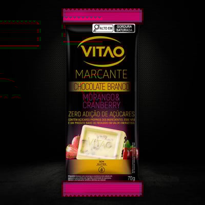 Chocolate Branco Morango Cranberry Zero Açúcar Marcante 70G