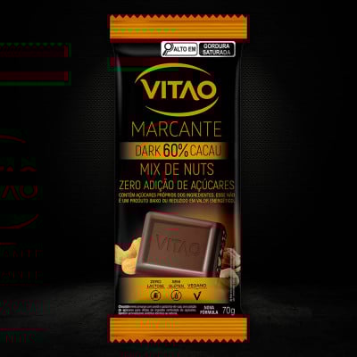Chocolate Meio Amargo Nuts Zero Açúcar Marcante 70G