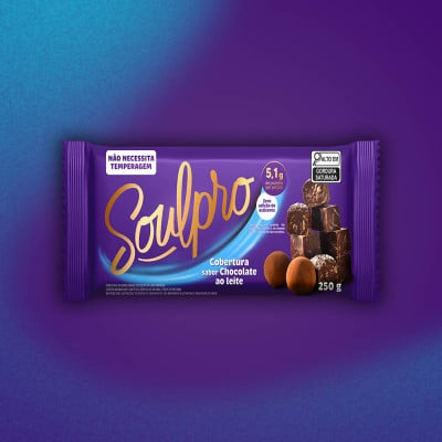 Barra de Cobertura Sabor Chocolate Proteico Ao Leite Zero Açúcar Soulpro 250G