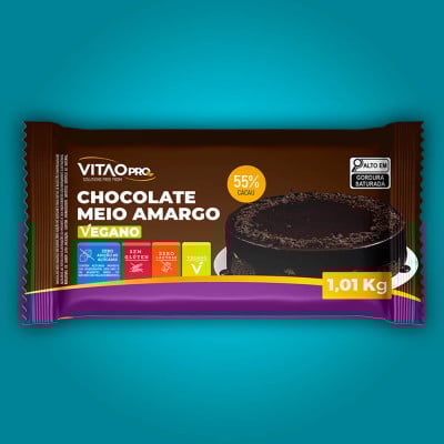 Barra de Chocolate Meio Amargo Zero Açúcar VitaoPRO 1,01Kg