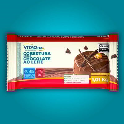 Barra de Cobertura Sabor Chocolate Ao Leite Zero Açúcar VitaoPRO 1,01Kg