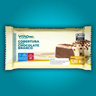 Barra de Cobertura Sabor Chocolate Branco Zero Açúcar VitaoPRO 1,01Kg