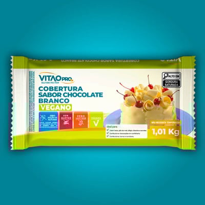 Barra de Cobertura Sabor Chocolate Branco Vegano Zero Açúcar VitaoPRO 1,01Kg