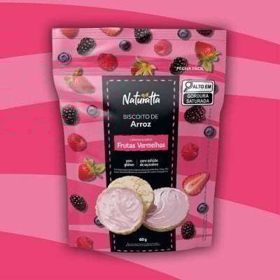 Biscoito Arroz Frutas Vermelhas Zero Açúcar Naturatta 60G