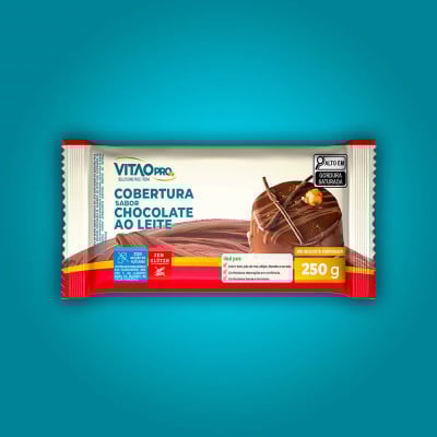 Barra de Cobertura Sabor Chocolate Ao Leite Zero Açúcar VitaoPRO 250G