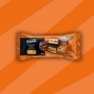 Biscoito Arroz Amendoim Coberto Chocolate Zero Açúcar Naturatta 40G