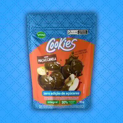 Cookies Maçã E Canela Coberto Zero Açúcar Vitao 80G