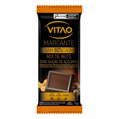 Chocolate Meio Amargo Nuts Zero Açúcar Marcante 70G