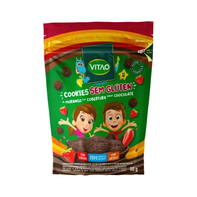 Cookies Morango Sem Glúten Coberto Kids 80G