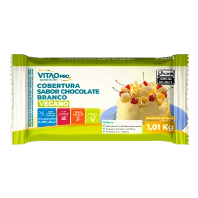 Barra de Cobertura Sabor Chocolate Branco Vegano Zero Açúcar VitaoPRO 1,01Kg