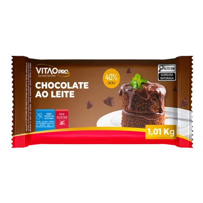 Barra de Chocolate Ao Leite Zero Açúcar VitaoPRO 1,01Kg