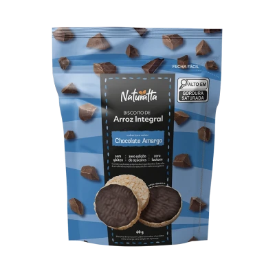 Biscoito Arroz Chocolate Zero Açúcar Naturatta 60G