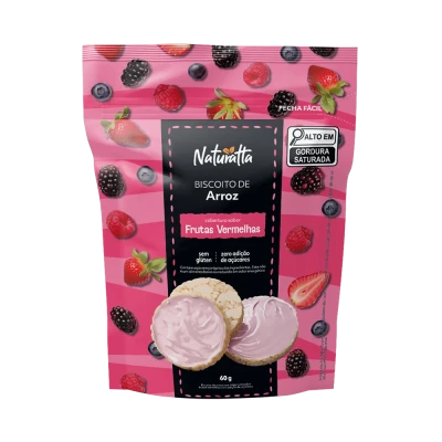 Biscoito Arroz Frutas Vermelhas Zero Açúcar Naturatta 60G