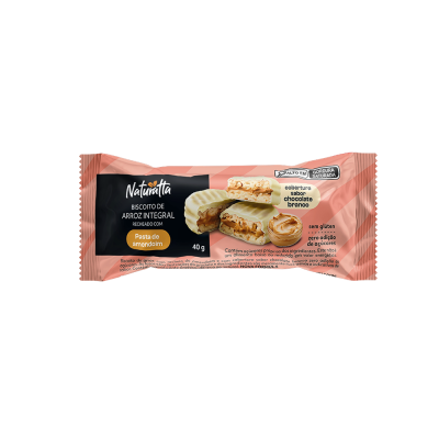 Biscoito Arroz Amendoim Coberto Branco Zero Açúcar Naturatta 40G